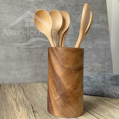 6 Piece Wooden Spoon Bamboo Kitchen Korean Style 9 '' Inch Natural Wood Soup Tableware Cooking Honey Coffee Spoon Mixing Spoon