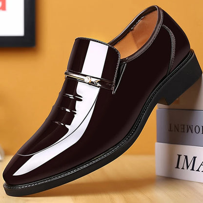 Patent Leather Shoes for Men Business Shoes Casual Point Toe Slip on Loafers for Men Luxury Party Wedding Plus Size Shoes