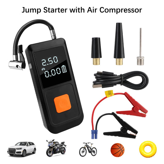 1000A Peaks Jump Starter with Air Compressor Automobile Battery Booster Power Pack Power Bank Tire Air Pump with LED Light