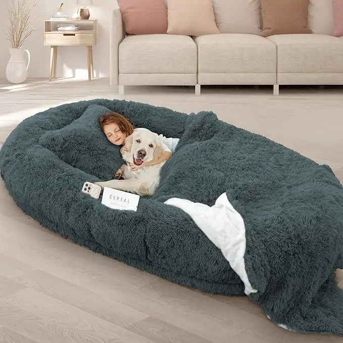 Human Dog Bed, Size Fits Adult and Pet Washable Giant People Dog Bed 10 CM Thick Memory Foam Large Oversize Dog Bed