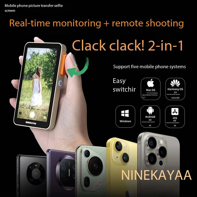 NINEKAYAA XQ07 Monitor Screen for Using Phone Rear Camera for Smartphone Selfie Live Stream Video Recording For iPhone Samsung