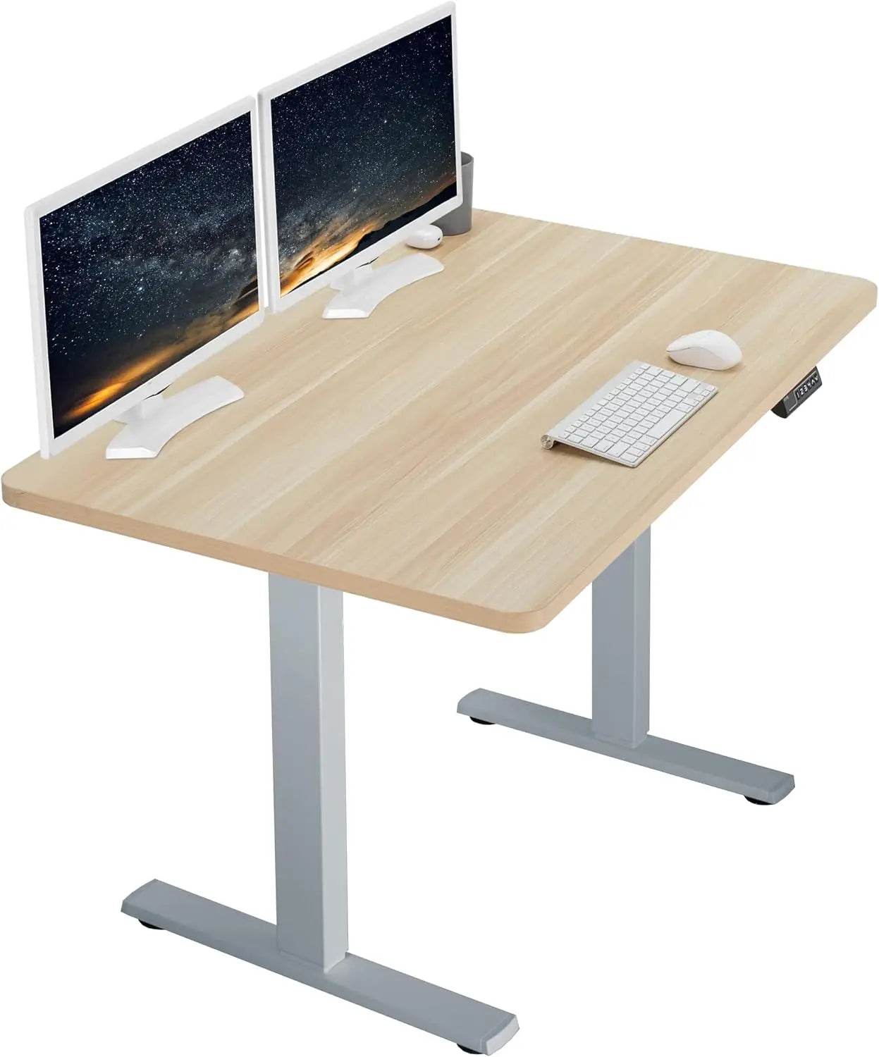 Electric Rustic Standing Desk Workstation, Memory Controller Height Adjustment Particle Board, Steel Computer Standing Desk - MarvelouStoree