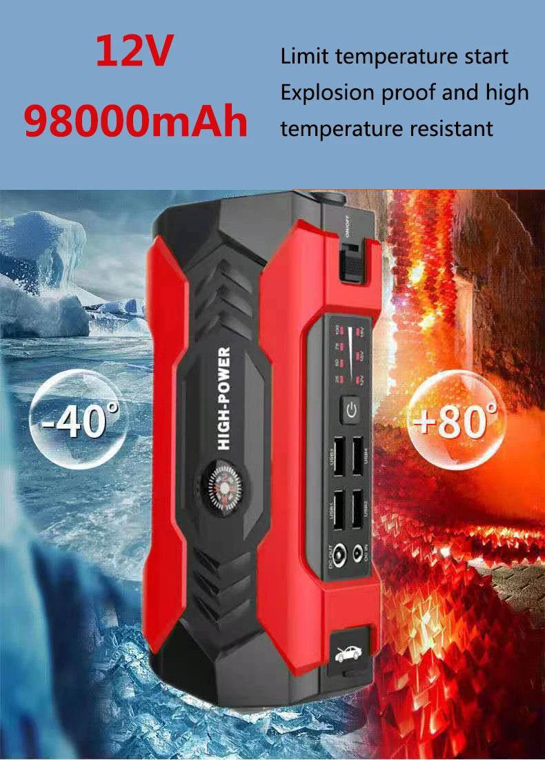 12V98000mAh Car Jump Starter Starting Device Battery Power Bank Jumpstarter Auto Buster Emergency Booster Car Charger Jump Start - MarvelouStoree