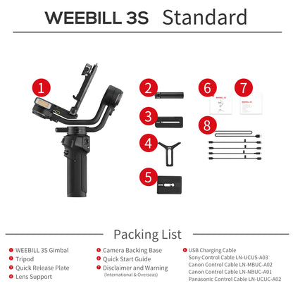 ZHIYUN Weebill 3S Stabilizer 3-Axis Handheld Gimbal for Sony For Canon for Panasonic for Nikon DSLR Mirrorless Cameras