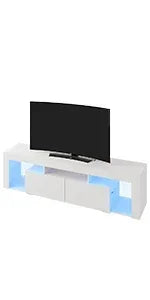 63 in TV Stand for 55/60/65/70 Inch TVs, Modern Entertainment Center with Open Shelves, Wood TV Console with 2 Storage Dra