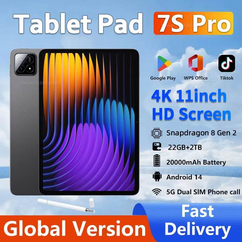 Original Global Version Pad 7S Pro Tablet Android 14 16GB 1TB 2TB Snapdragon 8 gen2 10Core Tablets PC 5G Dual WIFI HD PAD 7 Pro - MarvelouStoree