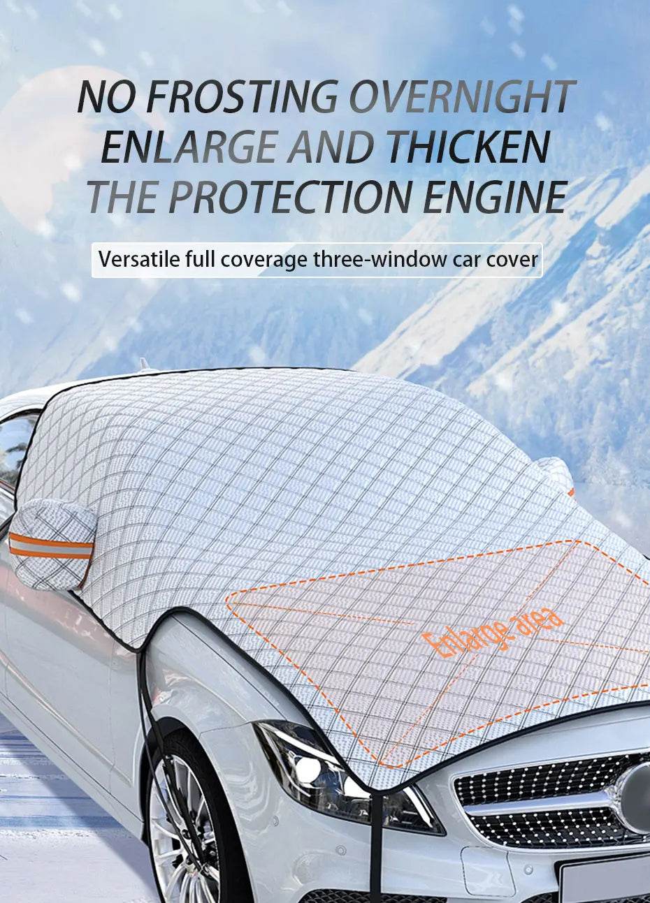 SEAMETAL Outdoor Car Cover Winter Snowproof Windshield Cover Snow Shield Universal Anti-Frost Snow Cover with Windproof Strap - MarvelouStoree