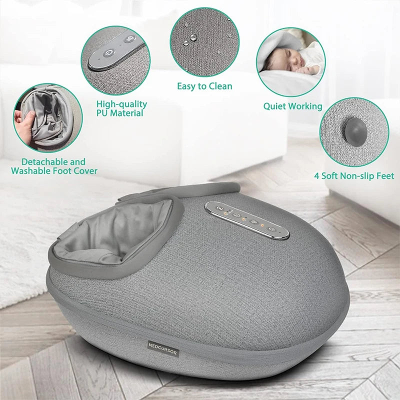 Medcursor Foot Massager Heating Therapy Adjustable Shiatsu Deep Kneading Roller Muscle Relaxation Pain Relief for Home Office