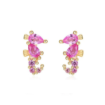 KEYOUNUO Gold Filled Stud Earrings Set For Women Ear Cuffs Colorful Zircon Dangle Hoop Earrings Fashion Party Jewelry Wholesale