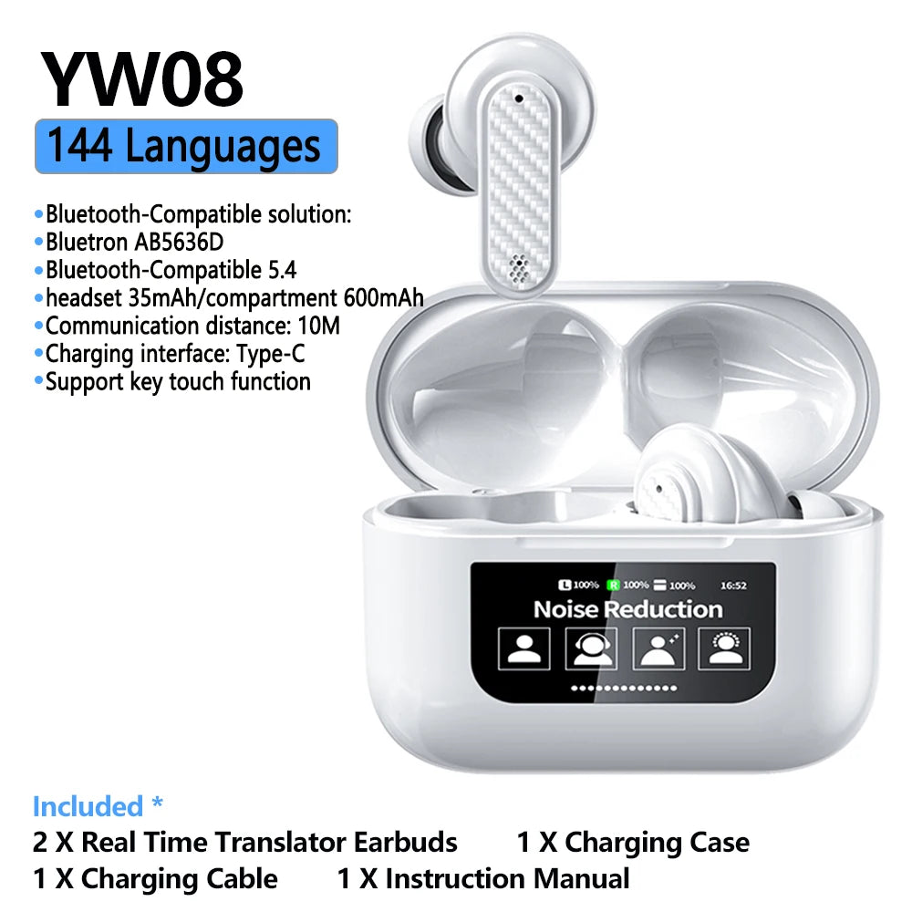 144 Languages Wireless Translation Earphone Real Time Translator Earbuds Bluetooth5.4 Two-Way Instant Translated Business Trip