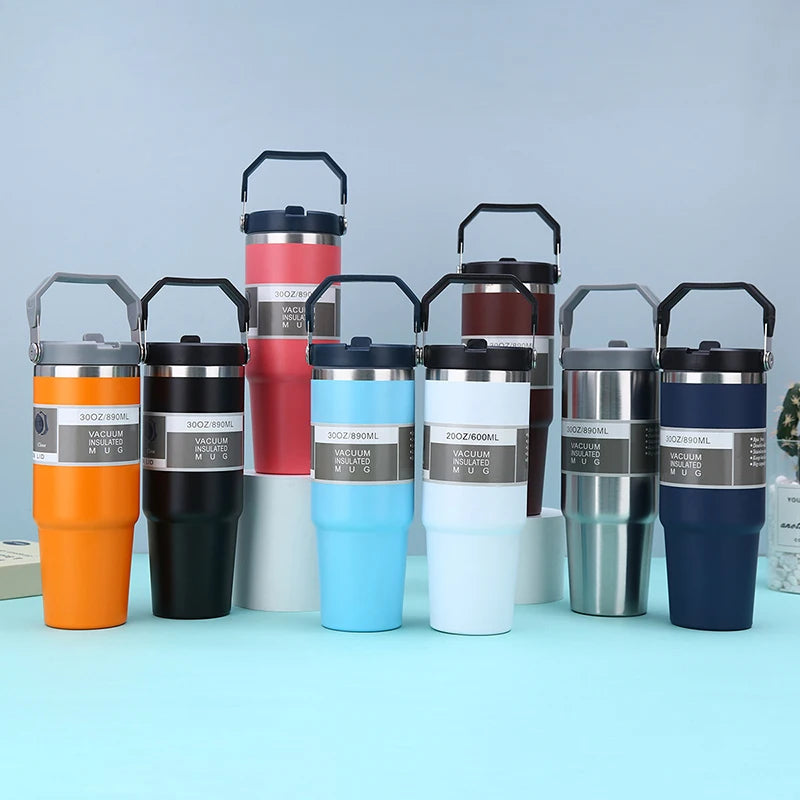 20/30oz Vacuum Insulated Tumbler Stainless Steel Coffee Cold Cup With Straw Insulated Water Bottle Thermal Water Tumbler Cup