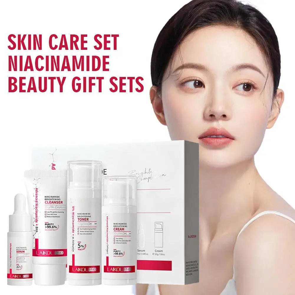 4/5pcs Set Niacinamide Brightening Cream Serum Toner Cleaner Facial Reduce Blackheads Fade Wrinkles Deep Moisturizing Skin Care