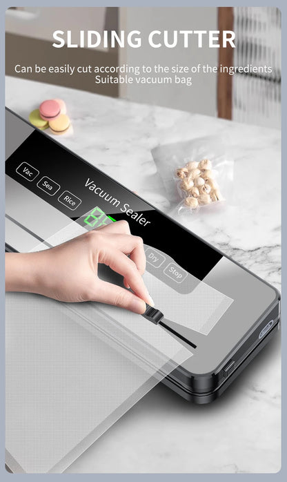 Electric Vacuum Sealer Built-in Cutter Kitchen Food Storage Seal Touch Button Dry/Wet Food Package Sealer Kitchen Vacuum Sealer