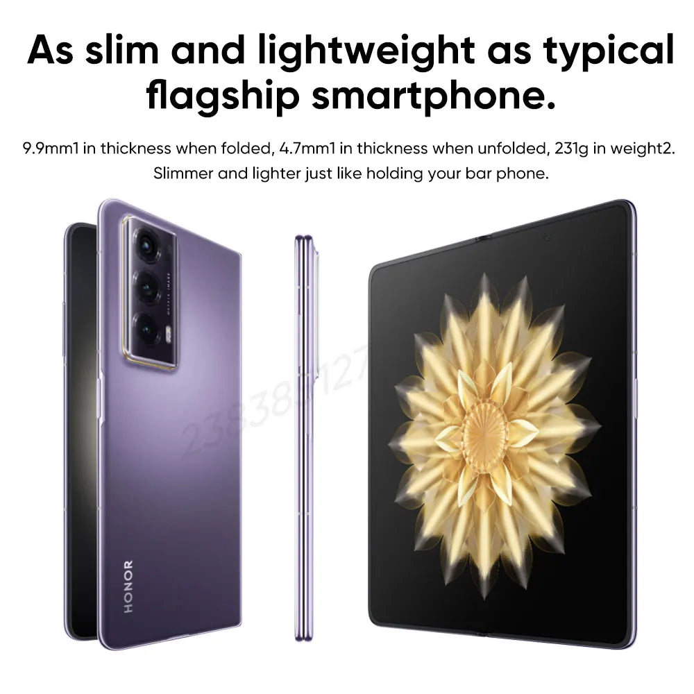 Global Version Honor Magic V2 5G Foldable LTPO OLED 120Hz Display 7.92" 50MP Rear Cameras Snapdragon 8+ Gen 2 5000mAh 66W NFC