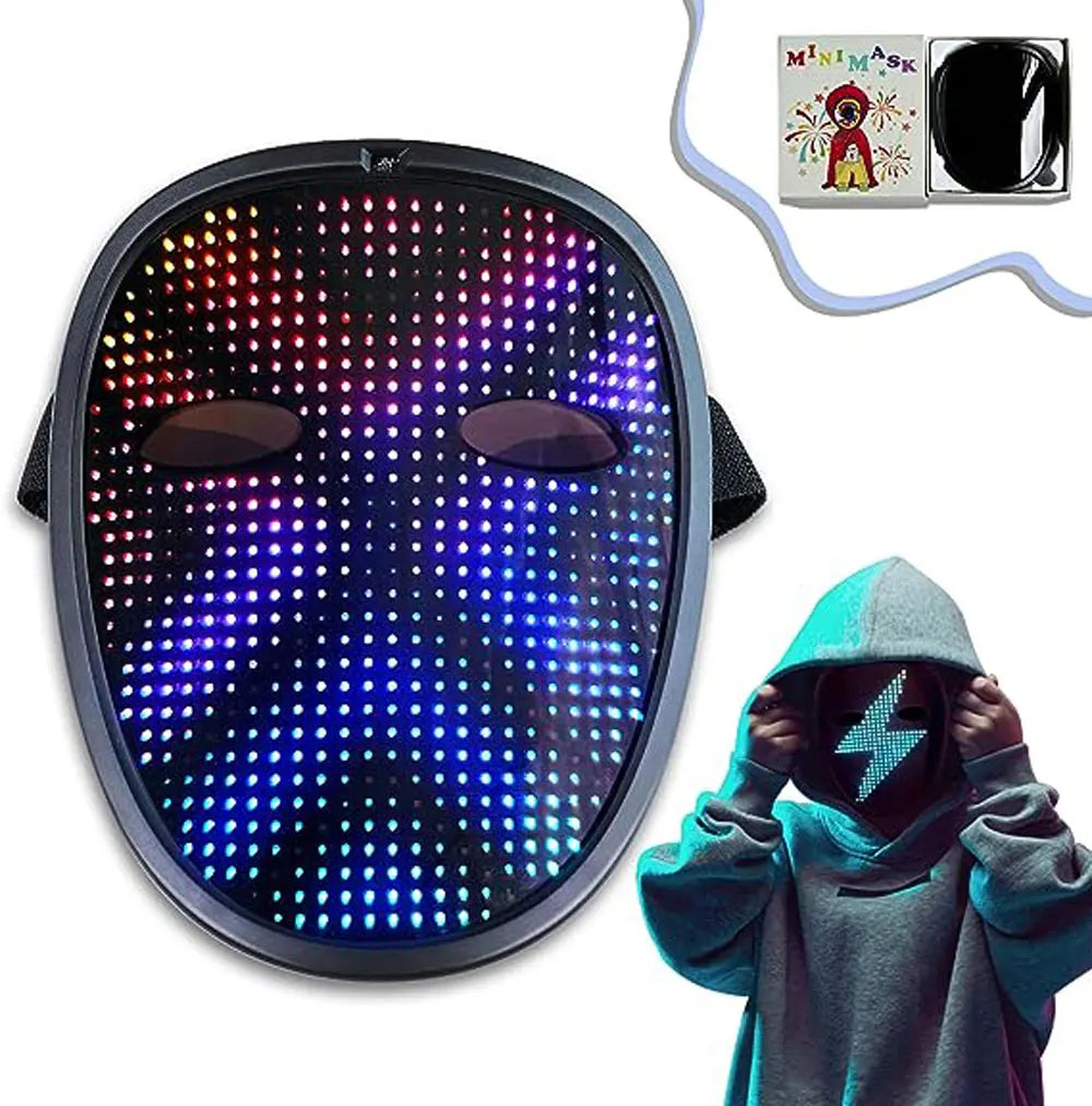 Bluetooth APP Light Up LED Mask Diy Picture Animation Text Halloween Christmas Carnival Costume Party Game Child Masks Deco GIFT