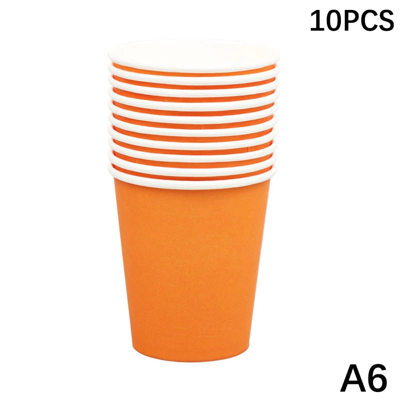 10PCS 9oz 250ml Solid Thick Paper Cup Disposable Cup Wedding Birthday Party Holiday Disposable Tableware