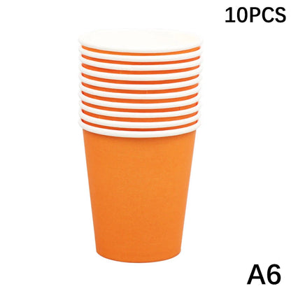 10PCS 9oz 250ml Solid Thick Paper Cup Disposable Cup Wedding Birthday Party Holiday Disposable Tableware