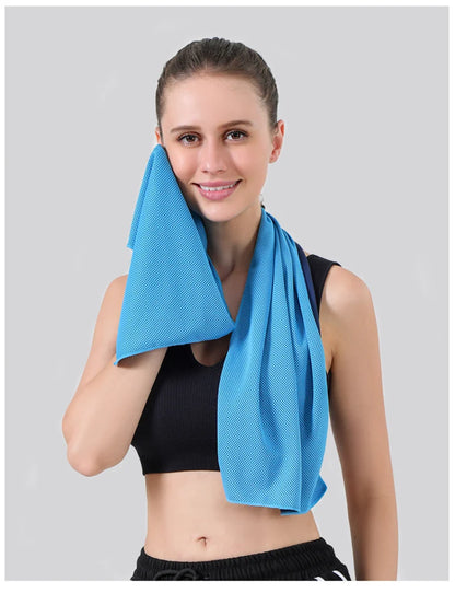 Portable Mini Silica Gel Set Cold Towel Polyester Fiber Outdoor Cooling Towel Fitness sports gym Running quick Dry Cool Towel