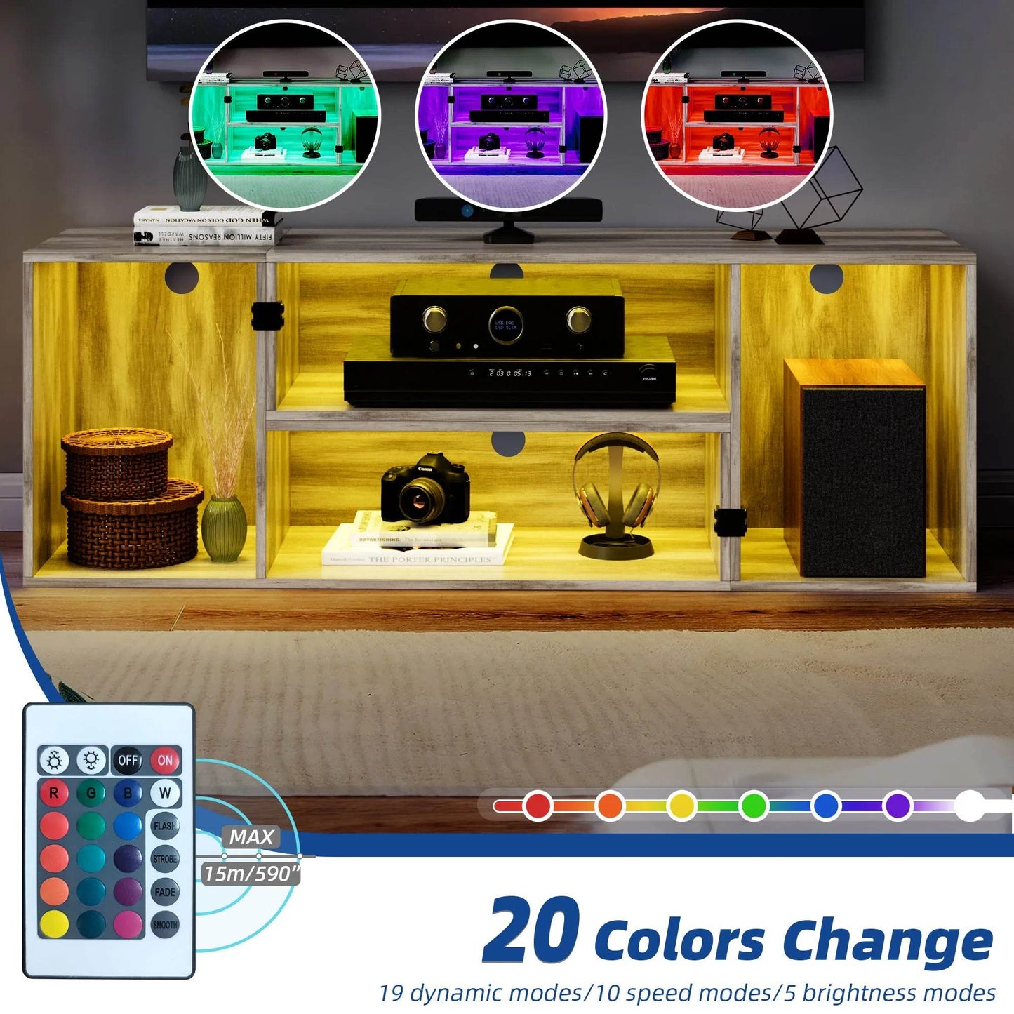 Deformable TV Stand with LED Lights for 65/70/75 inch TVs Entertainment Center - MarvelouStoree