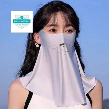 Summer UV Protection Sunscreen Mask Face Scarf Cycling Sunscreen Ice Silk Mask Face Cover Neck Wrap Cover Breathe Traceless Thin