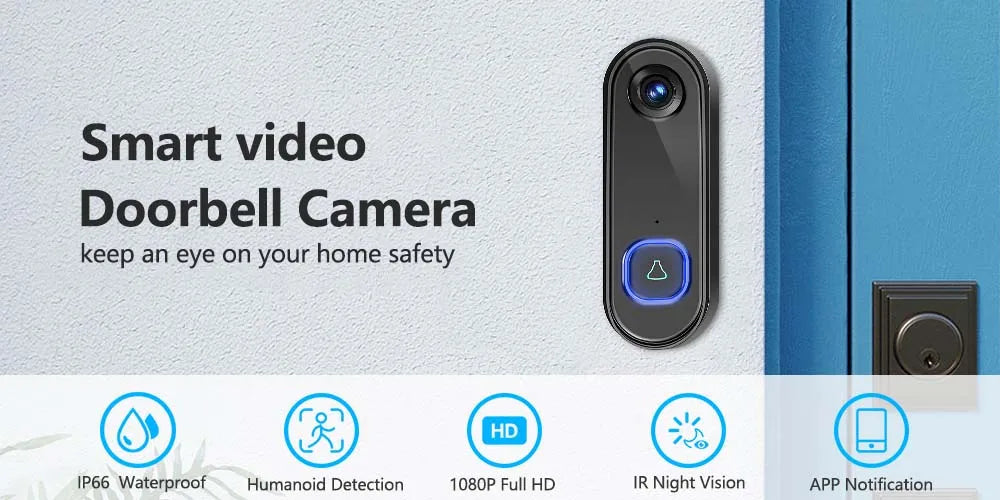 Tuya Video Doorbell 1080P WiFi Wireless Outdoor WaterProof Camera AC Power Security Protection Home Surveillance Alexa Google