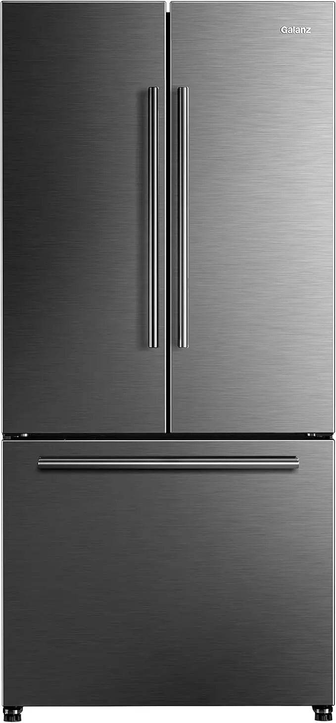 Galanz GLR18FS5S16 French Door Refrigerator with Installed Ice Maker and Bottom Freezer Adjustable Electrical Thermostat Control - MarvelouStoree