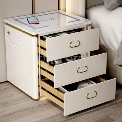 Bedside Table For Living Room Smart Ctorage Cabinet Modern Furniture Bed Side Safe For The Bedroom With Wireless Charging