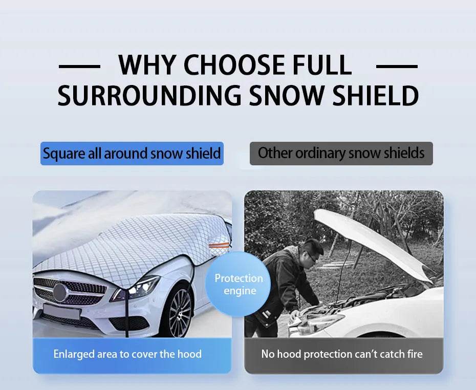 SEAMETAL Outdoor Car Cover Winter Snowproof Windshield Cover Snow Shield Universal Anti-Frost Snow Cover with Windproof Strap - MarvelouStoree