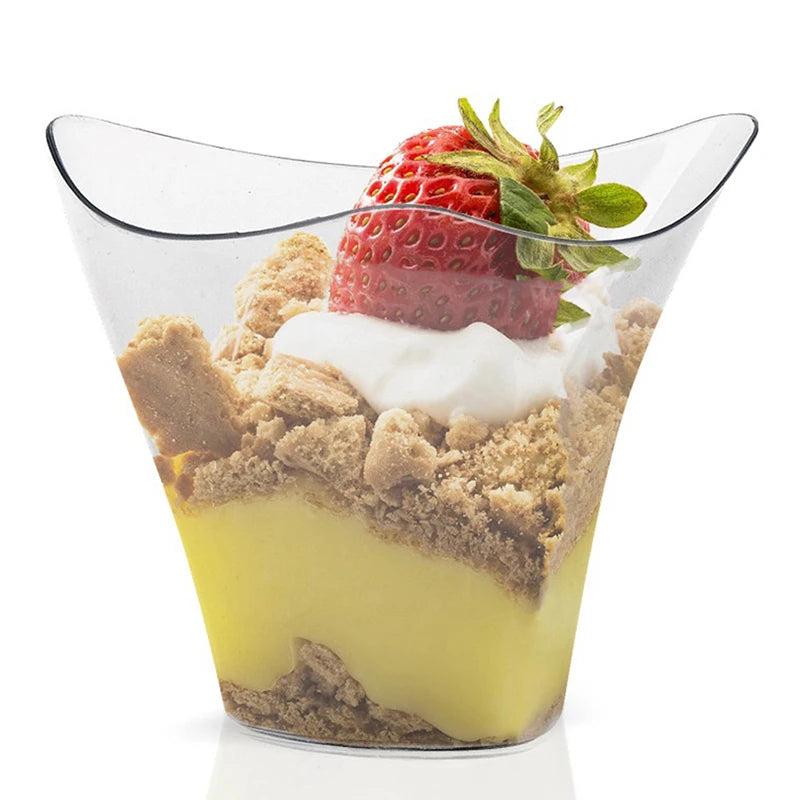 10Pcs 100ML Disposable Plastic Dessert Cups Birthday Transparent Party Ice Cream Home Christmas