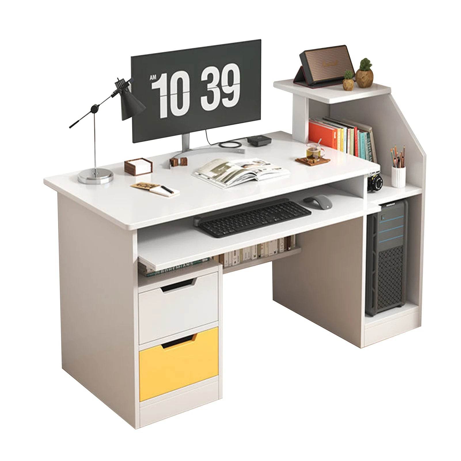 Room Desk Study White Multipurpose Home Office Computer Writing Desk Furniture Table Desks Reading Gaming Desktop Bedroom Wood - MarvelouStoree