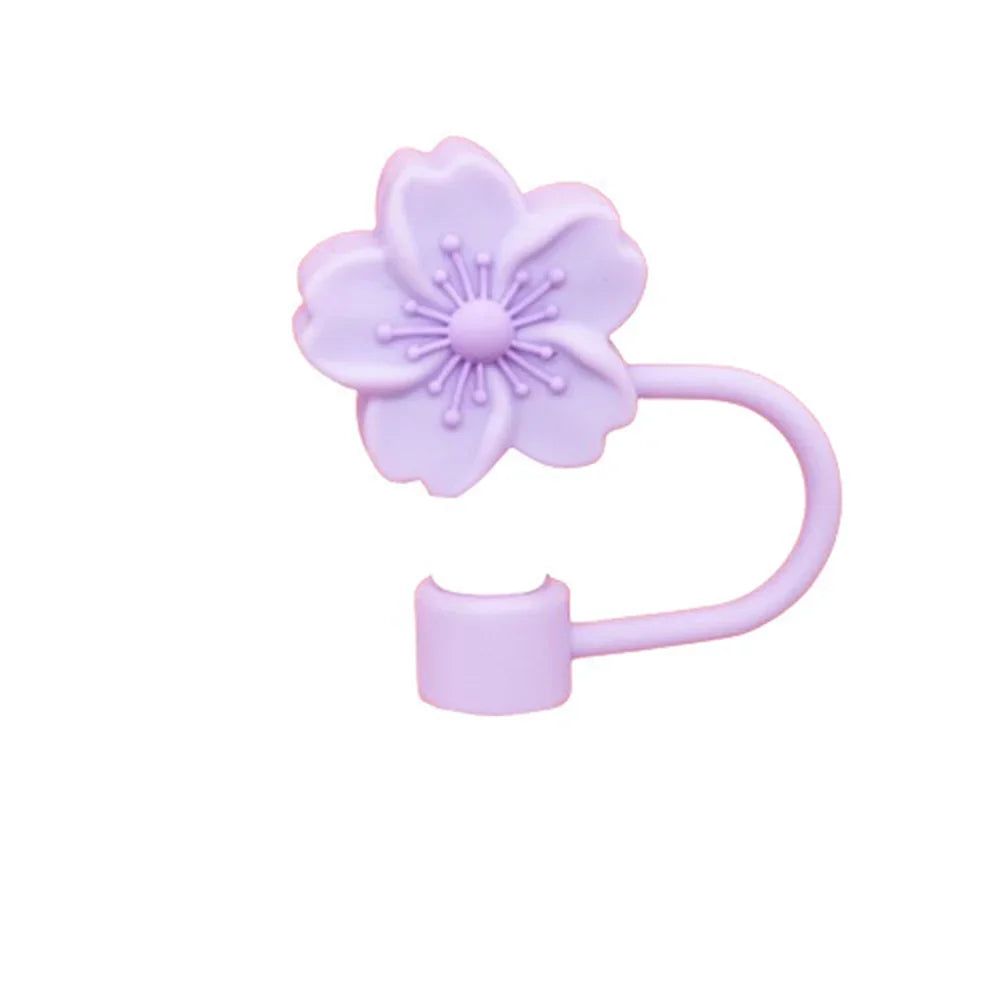 10mm/0.4in Flower Shape Straw Cover Compatible with Stanley 30&40 Oz Tumbler Soft Silicone Flower Straw Cover Straw Lid