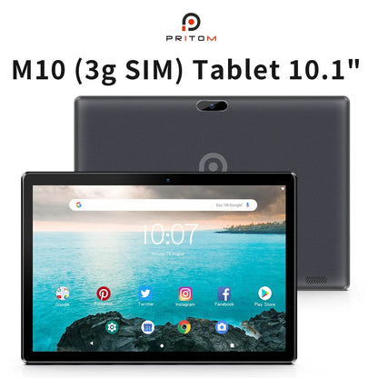 PRITOM 10 Inch Tablet PC with SIM Slot Android 10 64 GB Quad Core Touch Screen WiFi GPS Support 3G Phone Call - MarvelouStoree