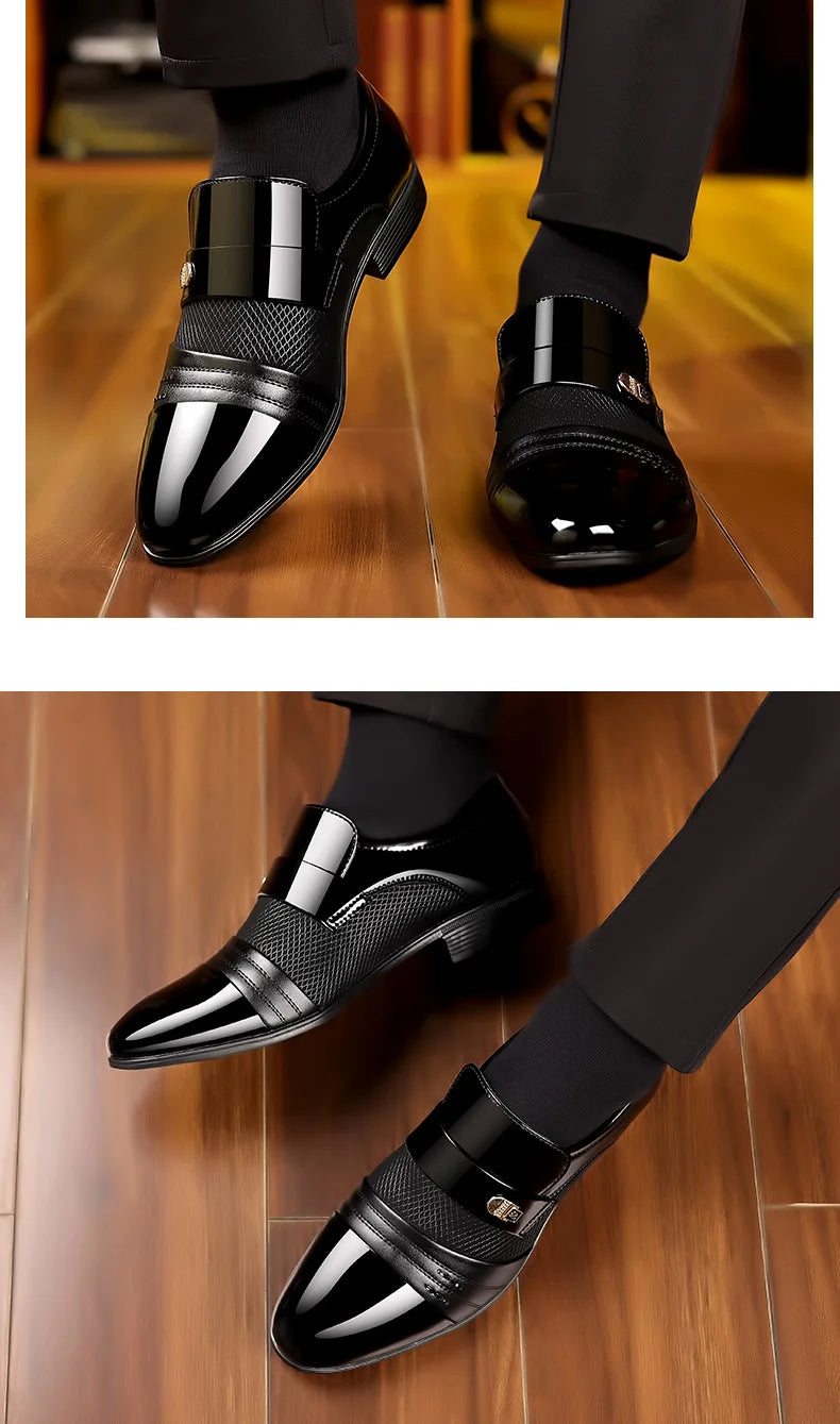 Men Formal Leather Shoes Black Pointed Toe Men Loafers Party Office Business Casual Shoes for Men Oxford Shoes Mens Dress Shoe