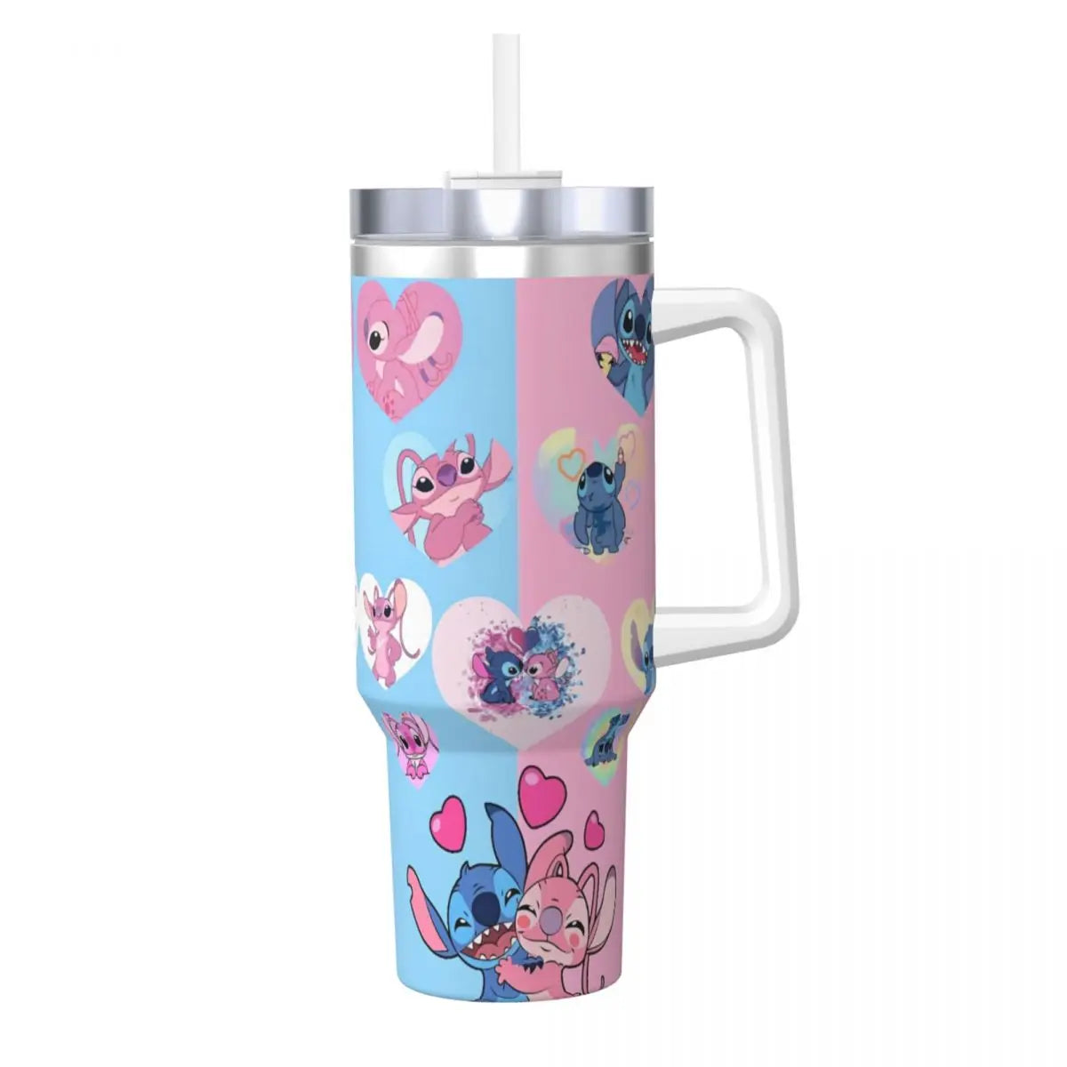 Stainless Steel Tumbler MINISO Stitch Mugs Cup With Straws Travel Cold and Hot Water Bottle Heat Preservation 40oz Thermal Mug