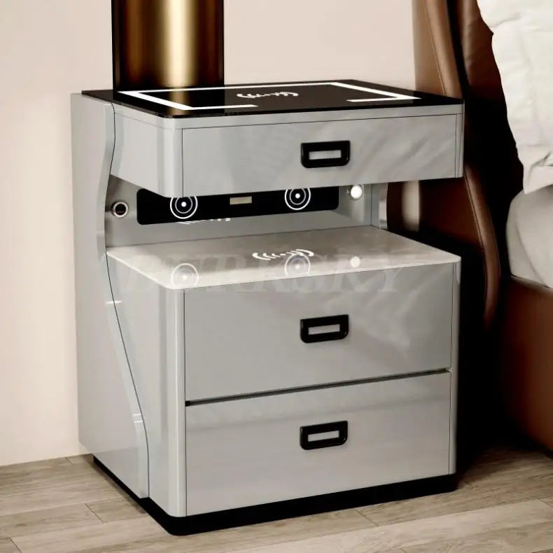 Bedside Table For Living Room Smart Ctorage Cabinet Modern Furniture Bed Side Safe For The Bedroom With Wireless Charging