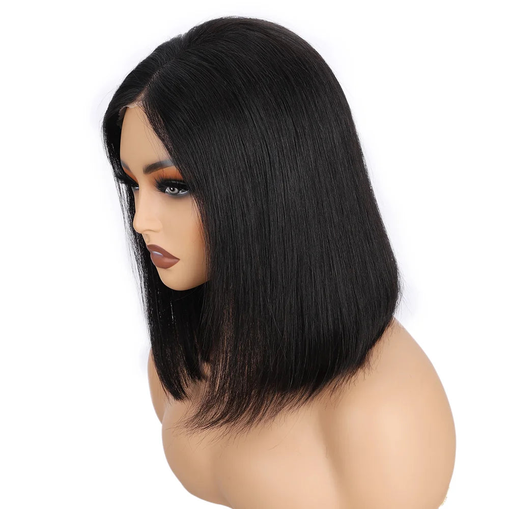 Wear And Go Glueless Wigs Human Hair Bob Straight Pre Cut Lace Front Wigs Human Hair Upgraded No Glue Lace Front Wigs For Women