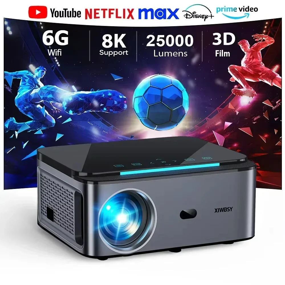 XIWBSY 25000Lumens Android Projector 4K Native 1080P Auto Keystone Projector Audio Home Theater Projector Smart Proyector Beamer