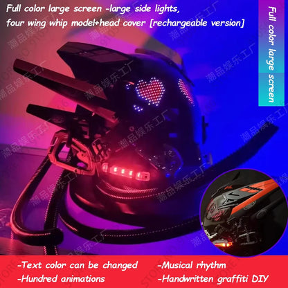 Cyberpunk App Light Up Mask, Rolling Subgame Screen Mask, Mech Technology Sense, Mobile Phone Control Helmet, Role Interpreting