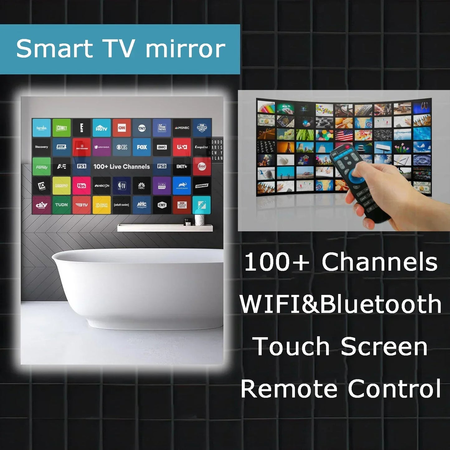 Smart Mirror, Customized Size Touch Screen Led Android System Smart TV Waterproof Led Bathroom TV For Bedroom Home Hotel