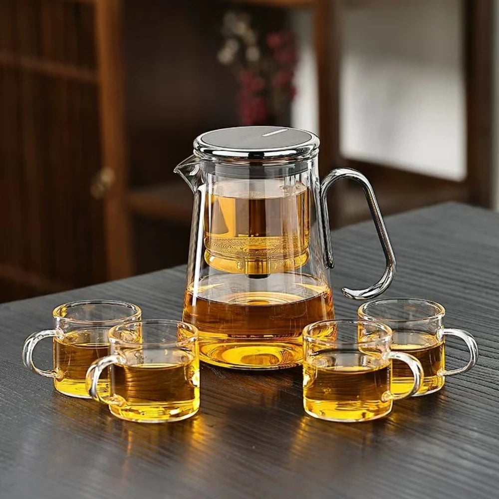 700ML Water Separation Inner Glass Tea Maker Pot Kettle Infuser Teapot with Filter Magnetic Switch Tea Filtration Container 티팟