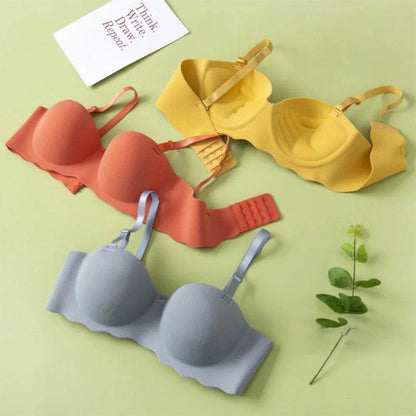 Female Gather Removable Shoulder Strap Solid Color Wireless Lingerie One-pieces Sexy Bras Push Up Seamless Underwear for Women - MarvelouStoree