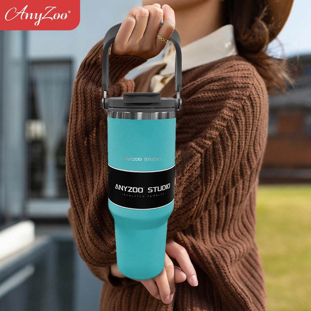 40 Oz Thermos Bottle And Straw Cup Thermal Coffee Cups Travel Camping Portable Sealed To Prevent Leakage Straw/Flip Water Bottle - MarvelouStoree