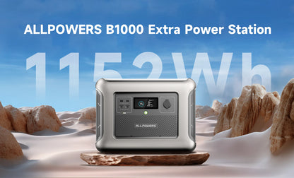 ALLPOWERS Portable Power Station R1500 with B1000 External Batter 1152Wh LiFePO4 Extra Battery with Solar Generator for Outdoor