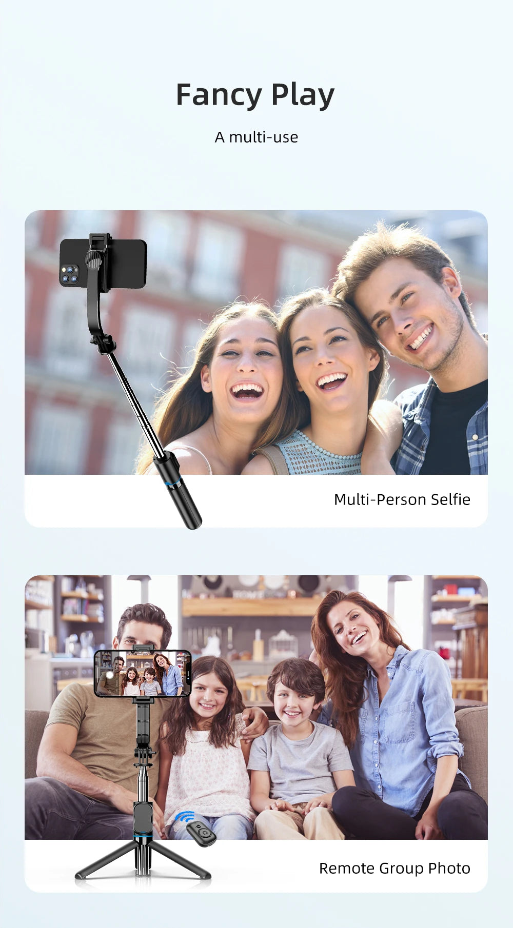 W&O C01 Telescopic Selfie Stick Tripod Monopod Stand Mobile Phone Support Wireless Gimbal Stabilizer For iPhone Android Holder