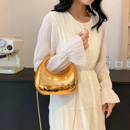 MOODS Evening Clutch Bags For Women 2024 Luxury Designer Purses And Handbags Golden Wedding Dinner Party Round Handle Wrist Bag