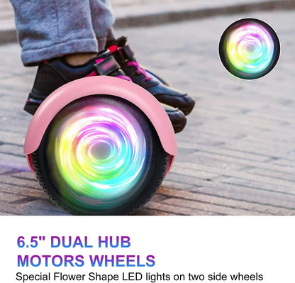 Hoverboard Kids Ages 6-12, with Built-in Bluetooth Speaker and 6.5 Colorful Lights Wheels, Safety Certified Self Balancing