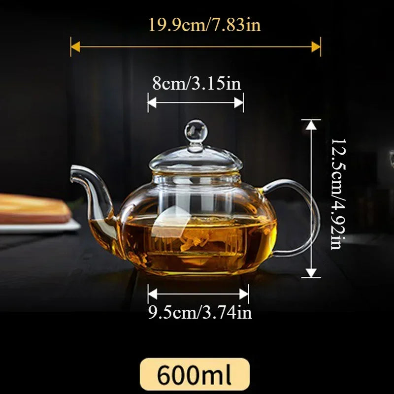 High Quality Heat Resistant Glass Teapot Jasmine Tea Infuser Borosilicate Glass Tea Set Kettle Practical Bottle Flower Tea Pot