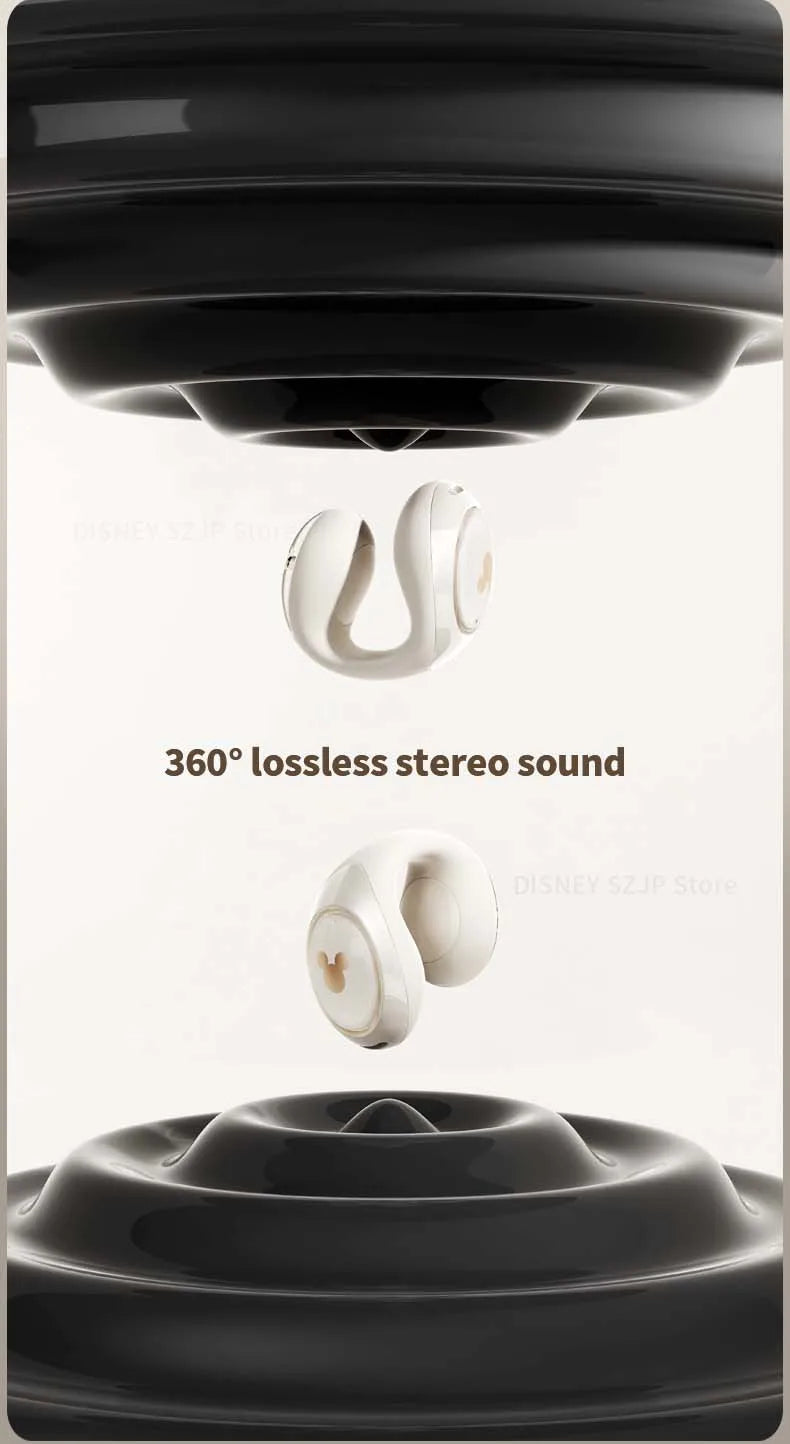 Disney Q19 Clip-On Wireless Earphones High Quality HIFI Sound Headphones Earclip Noise Canceling Gaming Sports Bluetooth Headset