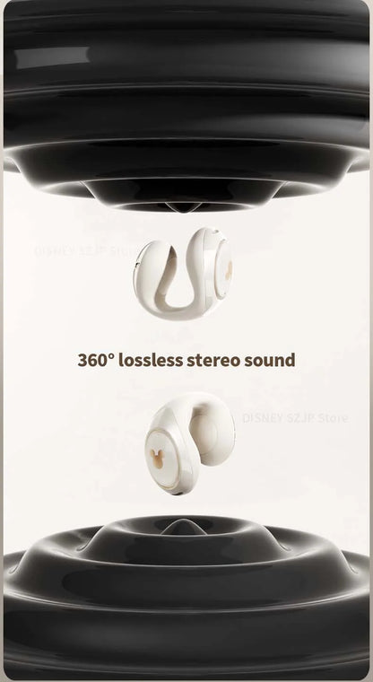 Disney Q19 Clip-On Wireless Earphones High Quality HIFI Sound Headphones Earclip Noise Canceling Gaming Sports Bluetooth Headset