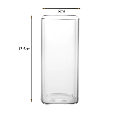 Square Coffee Glass Cup With Lid and Straw Transparent glasses Milk Tea Juice Cups ice Mug For Drinkware